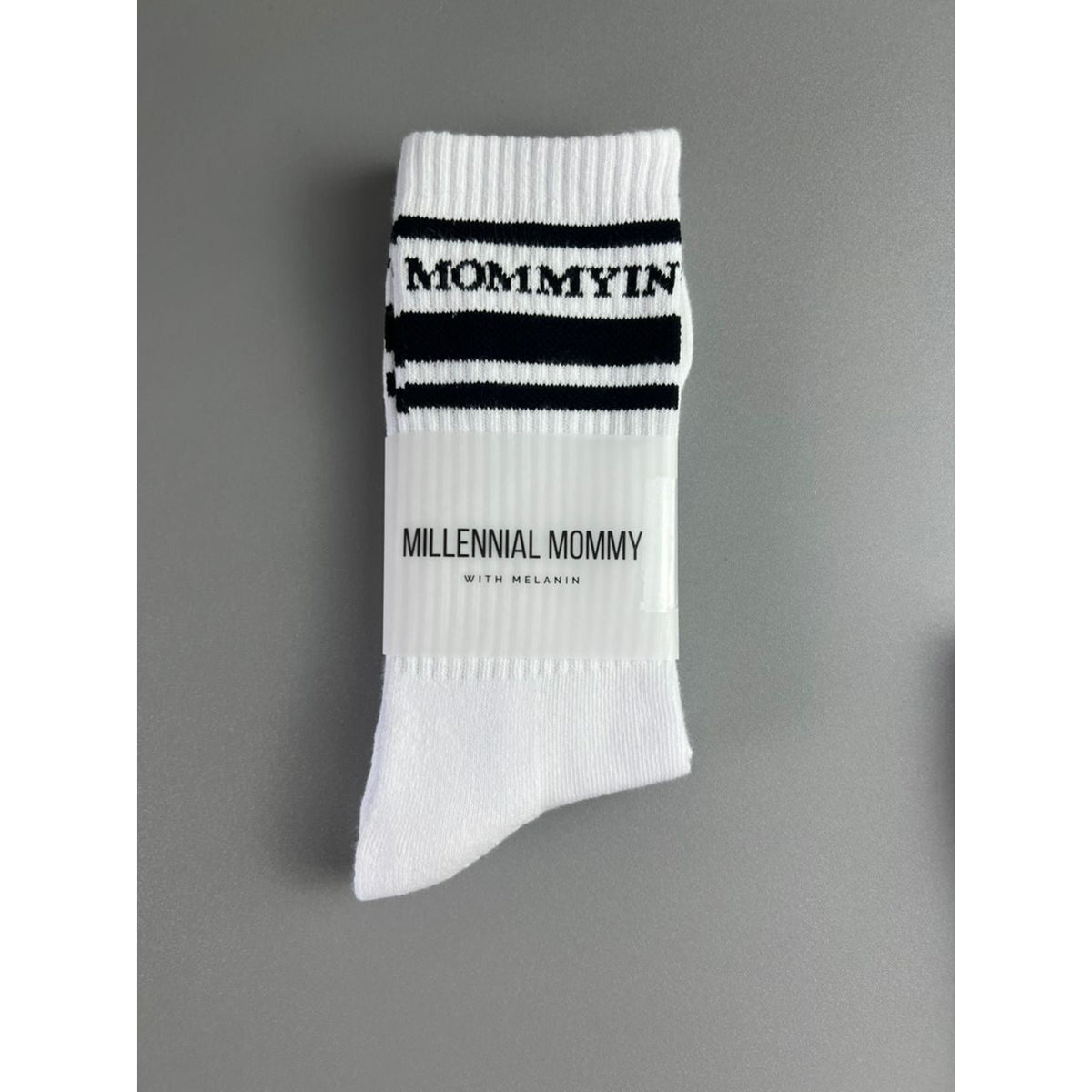 Mommyin Crew Socks - White
