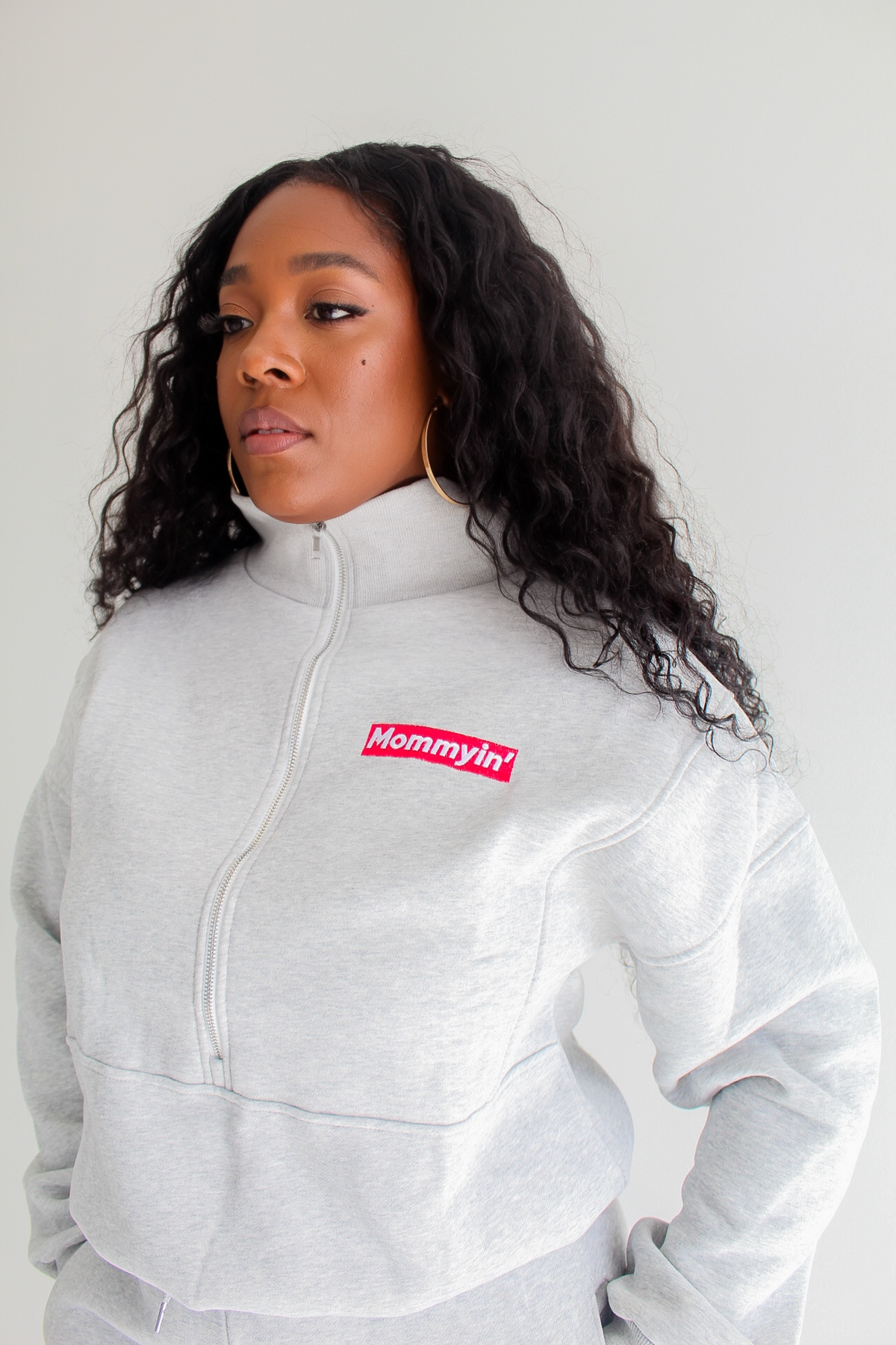 Supreme Mommyin’ Half-Zip Sweatshirt - Grey