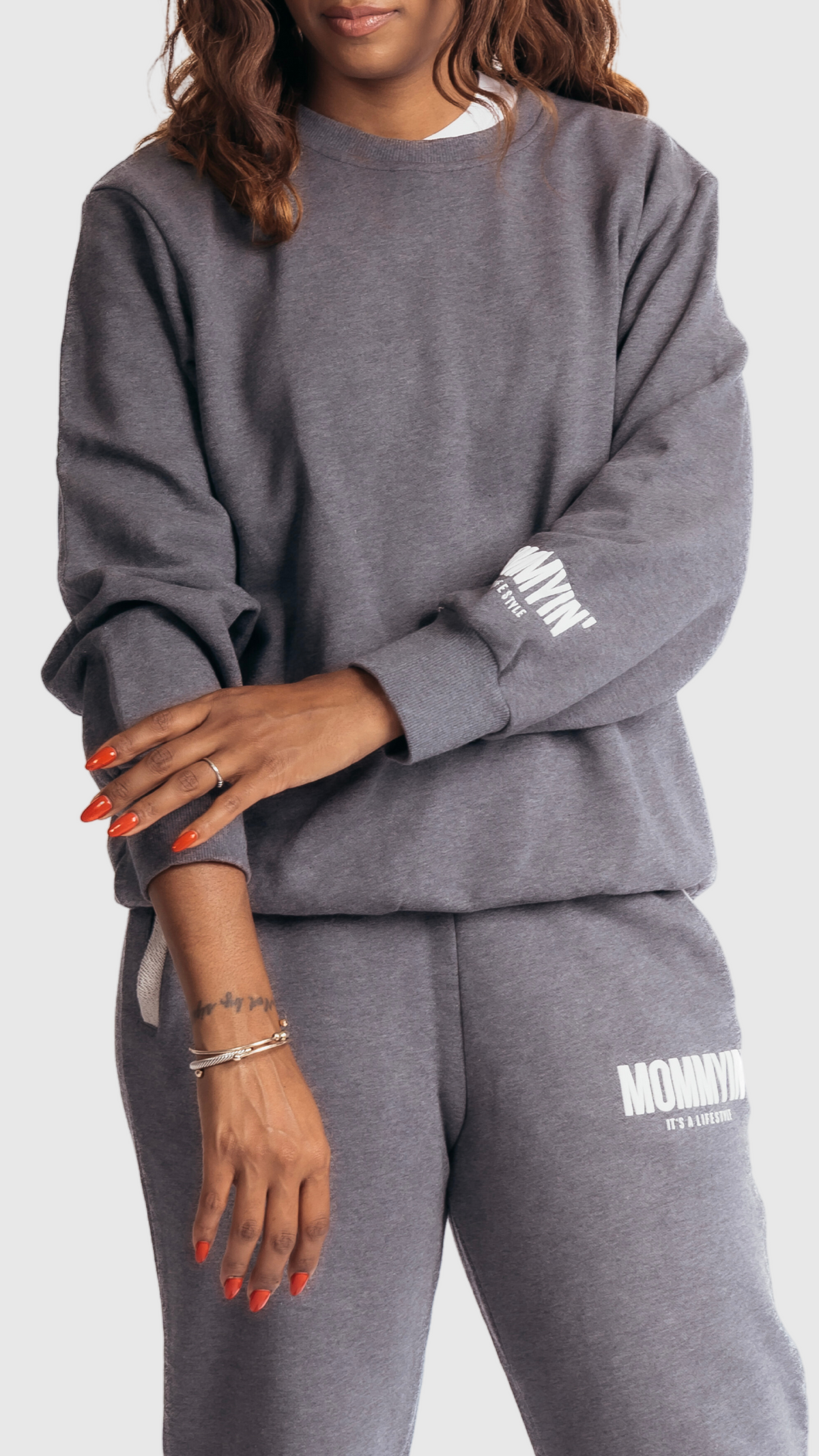 Mommyin Lifestyle Fleece Sweatsuit - Cool Grey