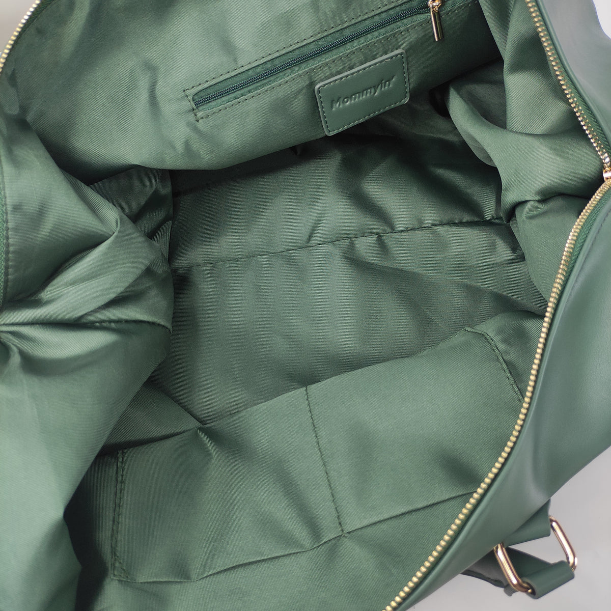 Mommyin Lifestyle Weekender Bag - Green Vegan Leather