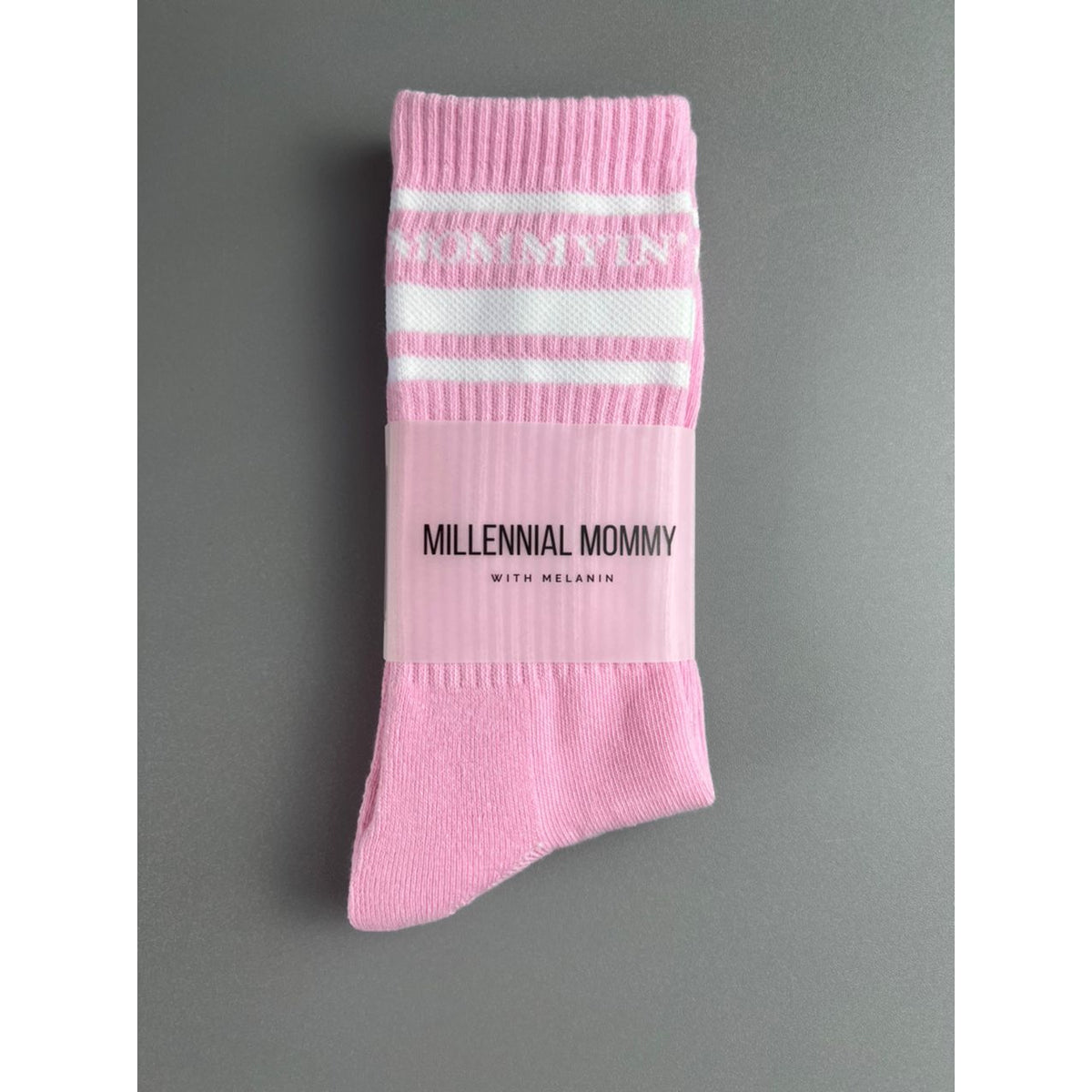 Mommyin Crew Socks - Baby Pink