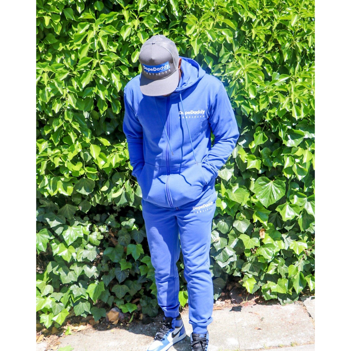 Dope Daddy Certified Zip Up Sweatsuit - Nipsey Blue