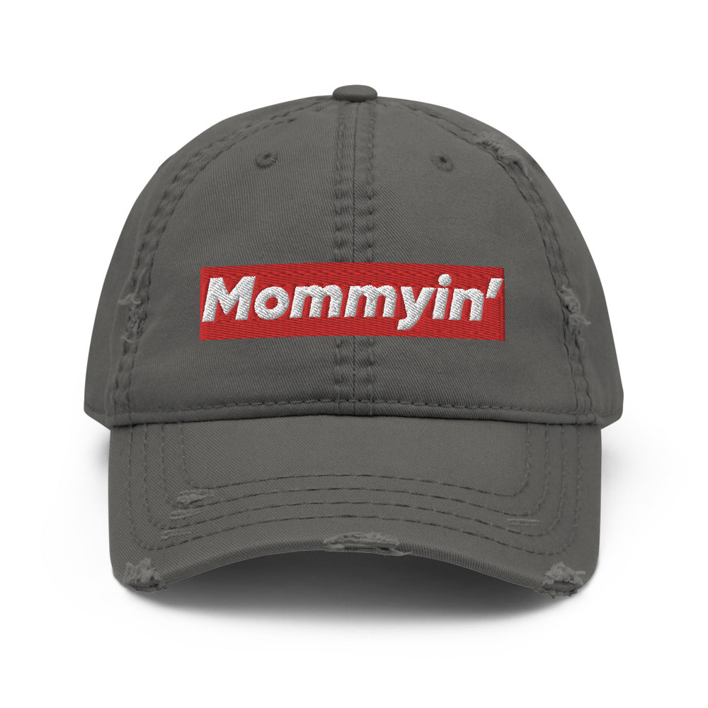 Mommyin Distressed Baseball Cap - Everyday Black